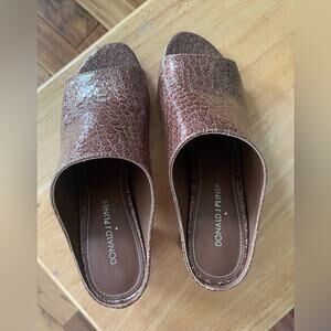 Donald J Pliner Croc embossed patten leather mules